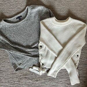 American Eagle Outfitters and Cream Lace-Up Side Crew Sweater